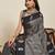 Grey silk blend woven design saree with blouse