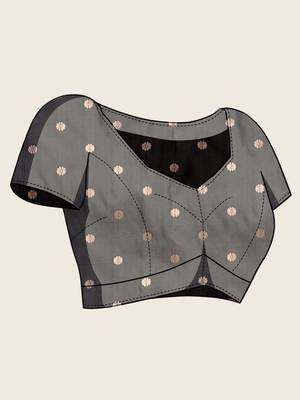 Grey silk blend woven design saree with blouse 5