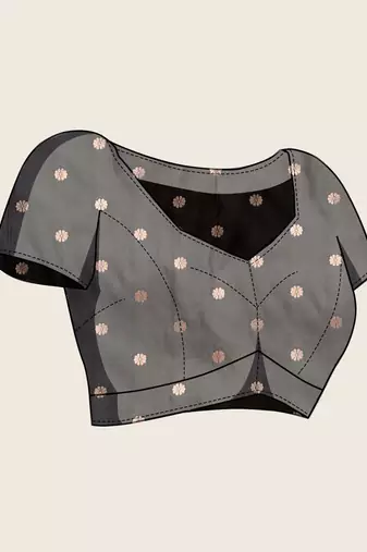 Grey silk blend woven design saree with blouse