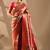 Peach silk blend woven design saree with blouse