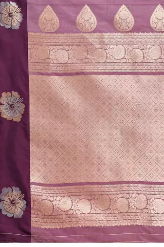 Purple silk blend woven design saree with blouse