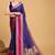 Blue silk blend woven design saree with blouse