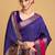 Blue silk blend woven design saree with blouse