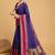 Blue silk blend woven design saree with blouse