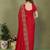 Red silk blend embroidered saree with blouse