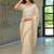 Off white pure chiffon solid saree with blouse