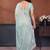 Sea green georgette embroidered saree with blouse