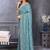Teal silk blend embroidered saree with blouse