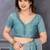 Teal silk blend embroidered saree with blouse