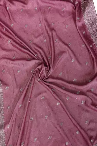 Purple silk blend embroidered saree with blouse