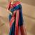 Blue silk blend woven design saree with blouse