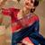 Blue silk blend woven design saree with blouse