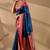Blue silk blend woven design saree with blouse