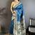 Blue silk blend woven design saree with blouse