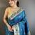 Blue silk blend woven design saree with blouse