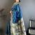 Blue silk blend woven design saree with blouse