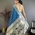 Blue silk blend woven design saree with blouse