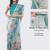 Green silk blend printed saree with blouse