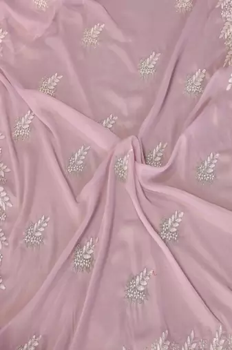Pink georgette embroidered saree with blouse