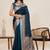Teal silk blend woven design saree with blouse