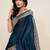 Teal silk blend woven design saree with blouse