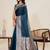 Teal silk blend woven design saree with blouse