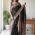 Black silk blend woven design saree with blouse