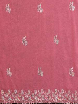 Pink pure georgette embroidered saree with blouse 4