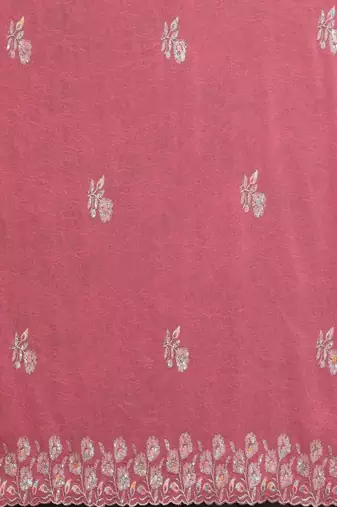 Pink pure georgette embroidered saree with blouse