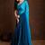 Blue satin dyed saree with blouse