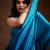 Blue satin dyed saree with blouse