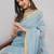 Blue net embellished saree with blouse