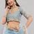 Blue net embellished saree with blouse