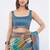 Multicolor silk blend printed saree with blouse