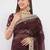 Maroon net embellished saree with blouse