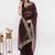 Maroon net embellished saree with blouse