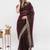 Maroon net embellished saree with blouse