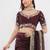 Maroon net embellished saree with blouse