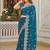Teal pure chiffon embroidered saree with blouse