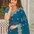 Teal pure chiffon embroidered saree with blouse