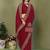 Maroon silk blend embroidered saree with blouse
