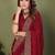 Maroon silk blend embroidered saree with blouse