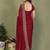 Maroon silk blend embroidered saree with blouse