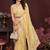 Yellow pure georgette embroidered saree with blouse