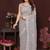Grey pure georgette embroidered saree with blouse