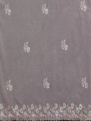 Grey pure georgette embroidered saree with blouse 4