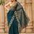 Teal net embroidered saree with blouse