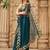Teal net embroidered saree with blouse
