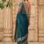 Teal net embroidered saree with blouse