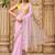 Pink net solid saree with blouse